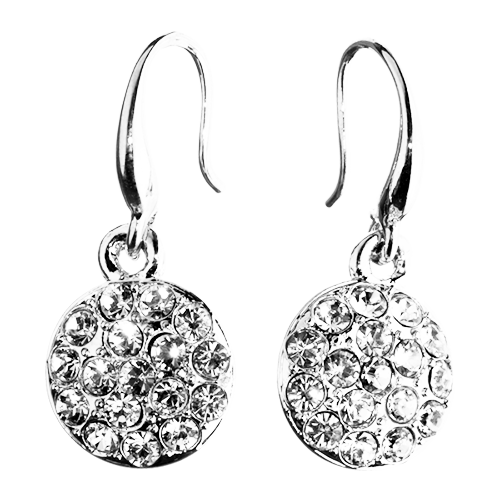Rhodium Button with Crystals Drop
