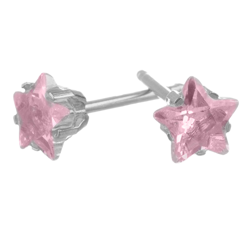EarGear Pink Star CZ Stainless