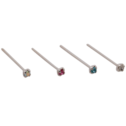 Nose Stud 4x stg Assorted Crystal