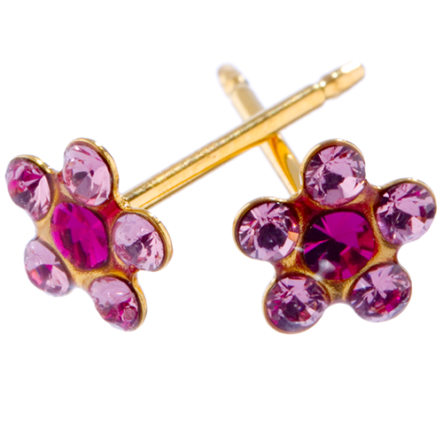 Gold Daisy Lt Rose/Fuchsia Crystals