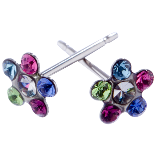 Silver Daisy Multi Colour Crystals