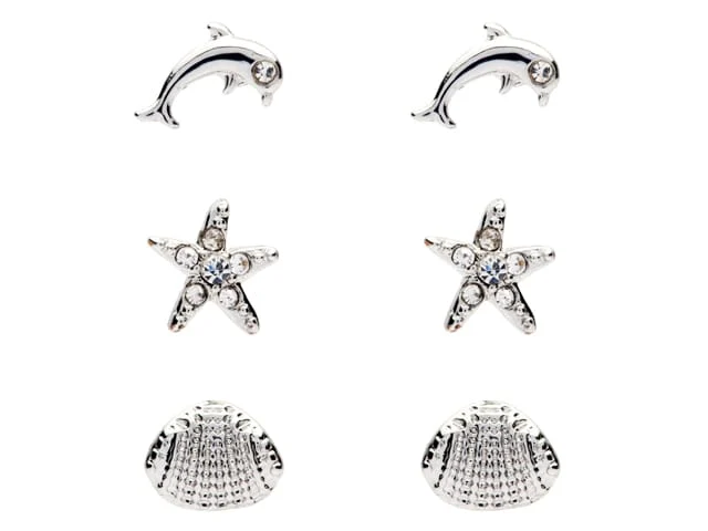 Rhodium  Shell + Dolphin + Starfish