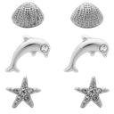 Rhodium  Shell + Dolphin + Starfish