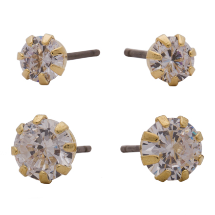 Gold Dbl pack 3+4mm CZ