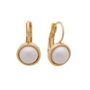 Gold White Pearl Bezel Stud