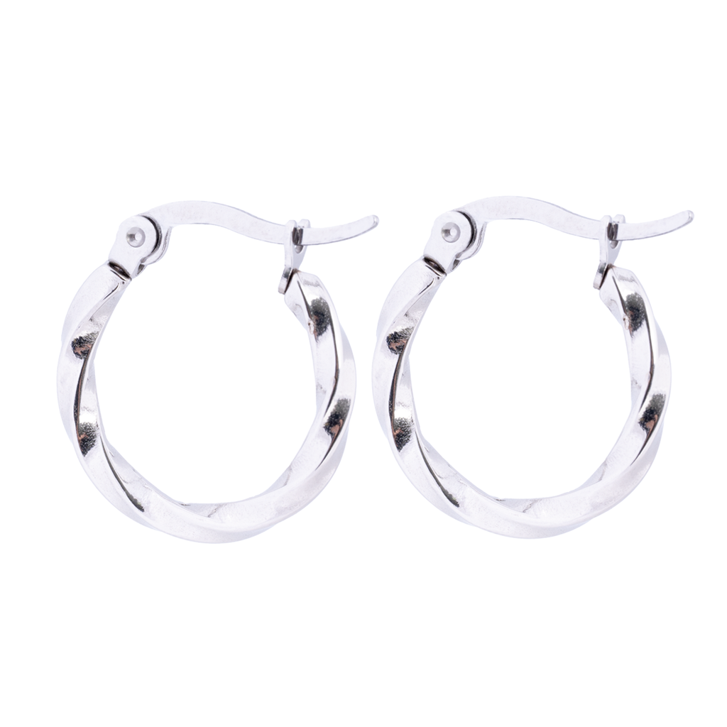 Silver Small Twist Hoop