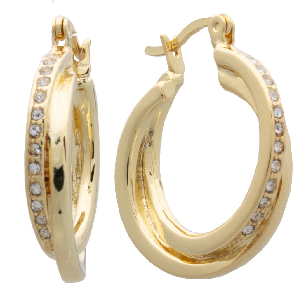 Gold Crystal Twist Hoop