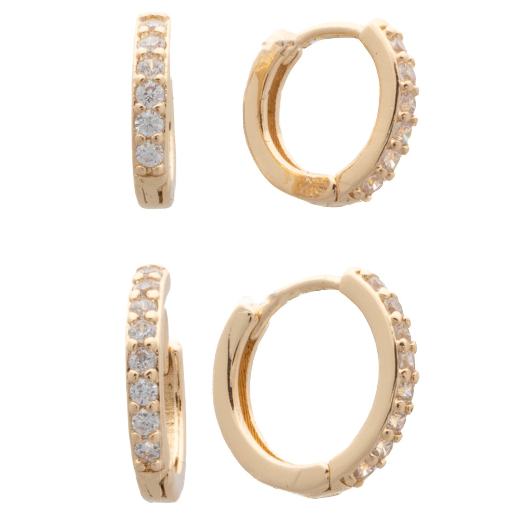 Gold Huggie Crystal twin pack