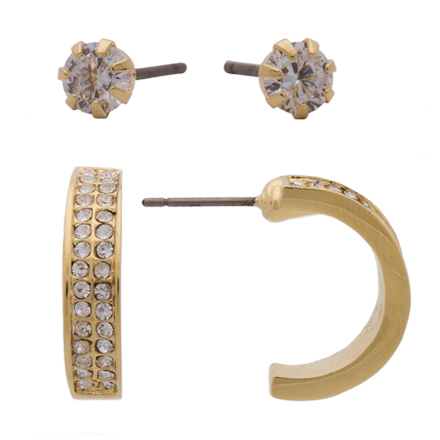 Gold CZ + Hoop Set