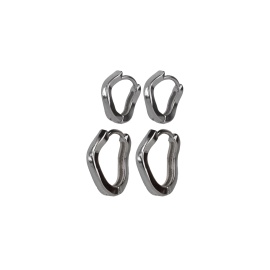 Silver Wave Hoop twin pack