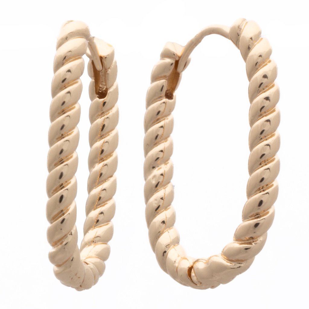 Gold Rectangle Twist Hoop