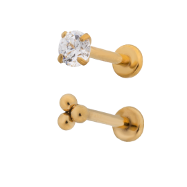 Flat Back 3mm CZ/Ball Gold
