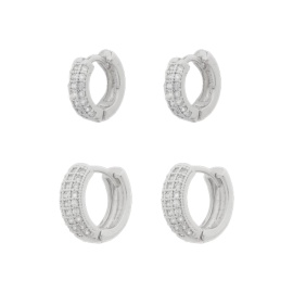 Silver Thick Huggie Set