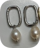 Rhodium Freshwater Pearl Drop
