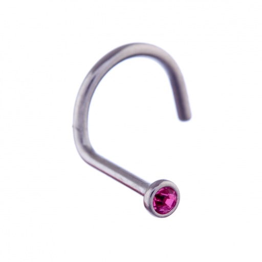 [LJNO18 RS] Nose Stud 18g Curve Jewel Rose