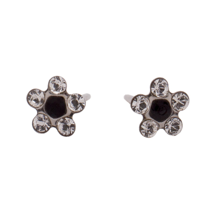 [52461] Silver Daisy Clear/Black Crystal