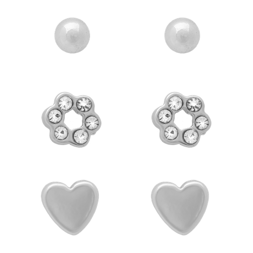 [53281] Rhodium Heart Flower Ball Set