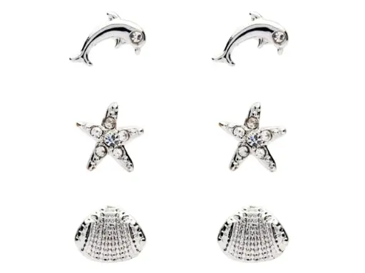 [53371] Rhodium  Shell + Dolphin + Starfish