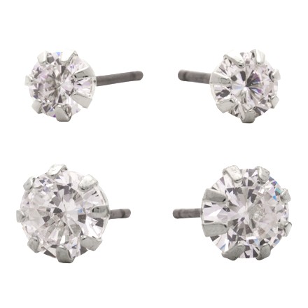 [56171] Stainless Dbl pack 3+4mm CZ