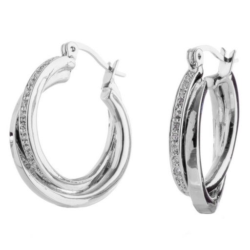 [58341] Silver crystal Twist Hoop