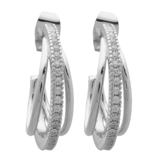 [58531] Silver Triple Crystal Strip Hoop