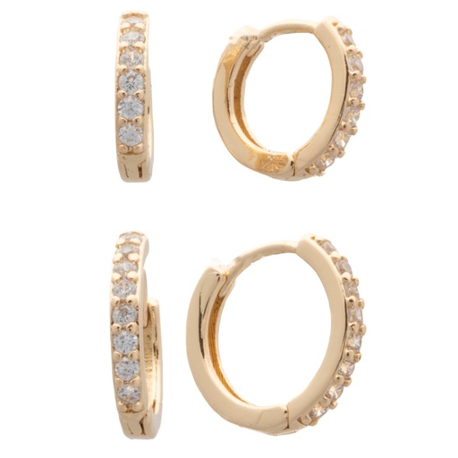 [58660] Gold Huggie Crystal twin pack