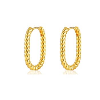 [58180] Gold Rectangle Twist Hoop