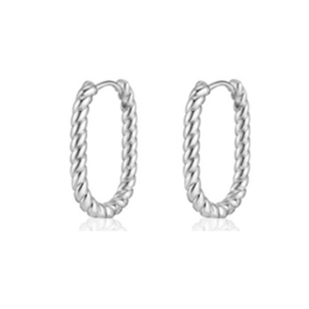 [58181] Silver Rectangle Twist Hoop