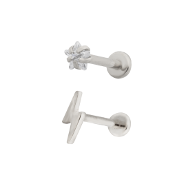 [WSFLAT4] Flat Back CZ Star/Ltning Bolt Steel