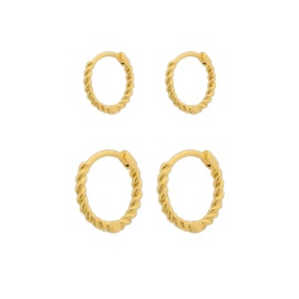 [58850] Gold Twist Huggie Set
