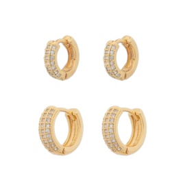 [58670] Gold Thick Huggie Set