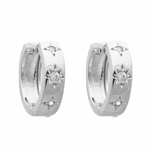 [58541] Silver Hoop with Diamonds
